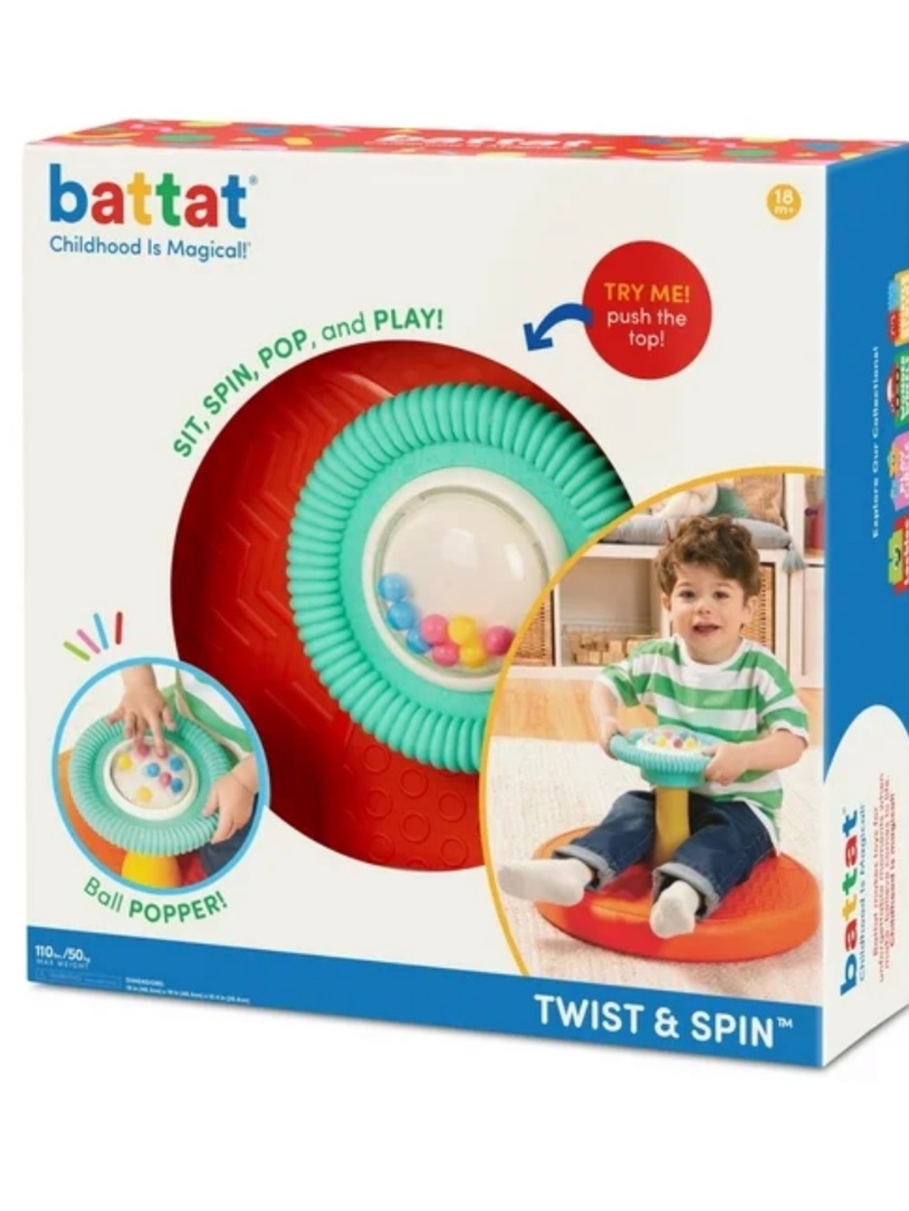 Battat Twist & Spin Ball Popper Toy - Red and Teal